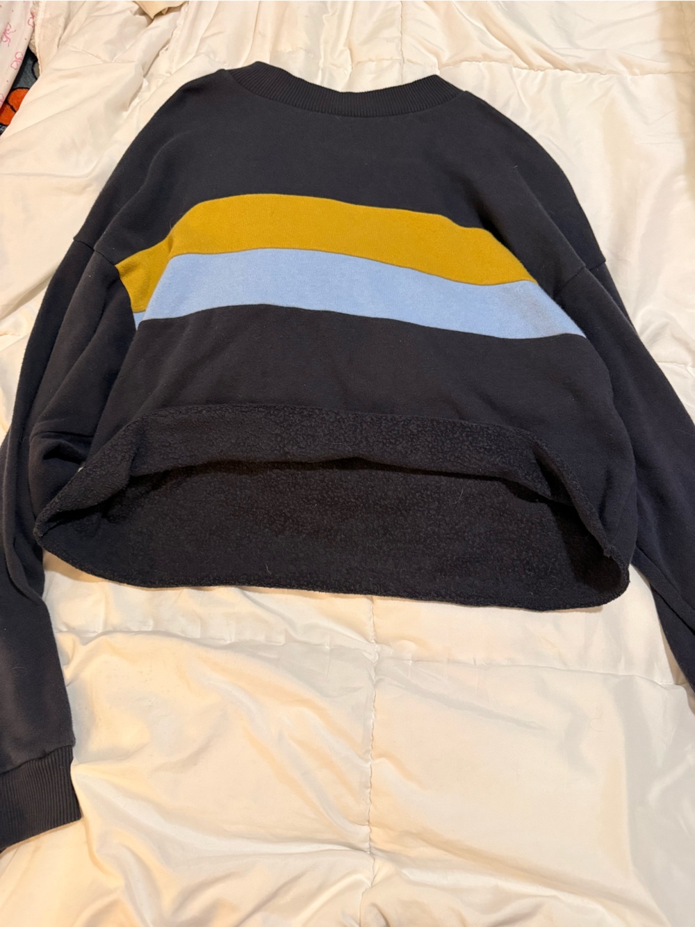 Women's Navy Striped Pullover Sweater - Blue & Mustard